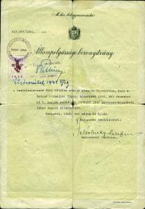 Schwarz Ernõ állampolgársági bizonyítványa