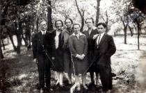 Beila Molchanskaya and Shlomo Molchanskiy with a group of friends