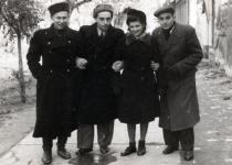 Zlata Tkach with her husband Yefim Tkach and his friends