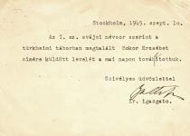 A stockholmi Magyar Fõkonzulátus levelezõlapja