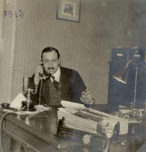 Miksa Domonkos in his office