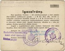 Istvan Domonkos's membership certificate of the Clothes-Collecting company