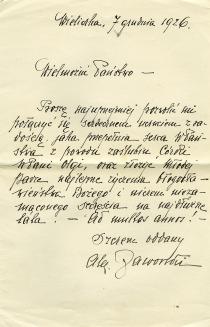 Letter to Maria and Mojzesz Horowitz